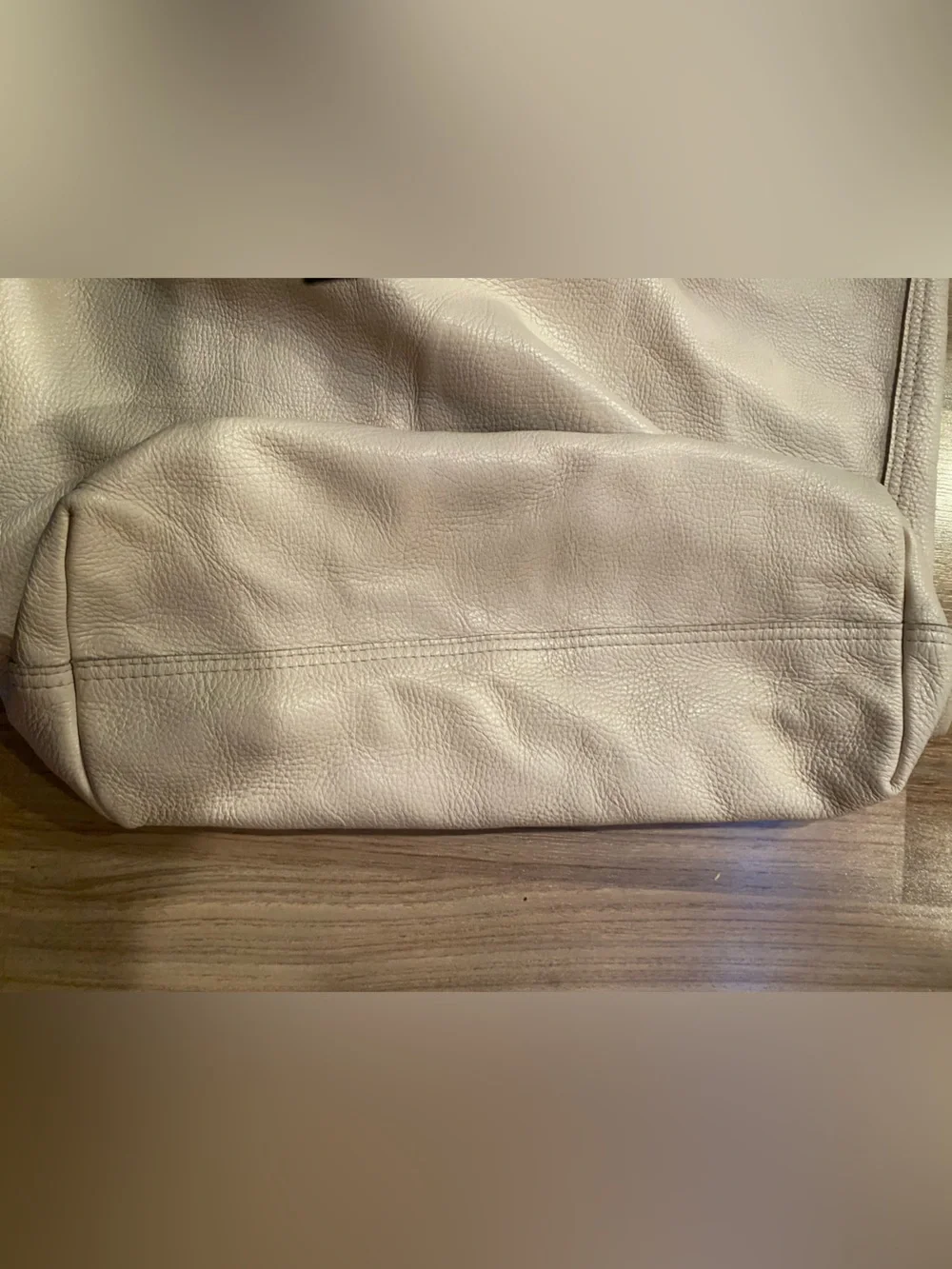 Cuyana Cream Leather Tote Bag